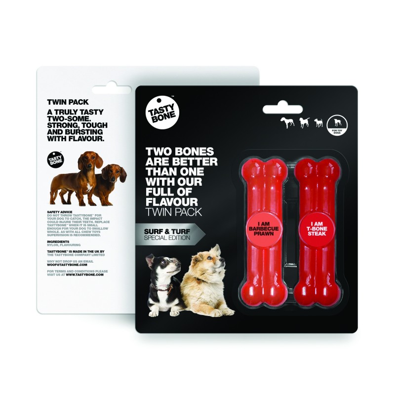 Juguete Perro Aroma Pack Gambas Barbacoa/Filete Tasty Bone Toy