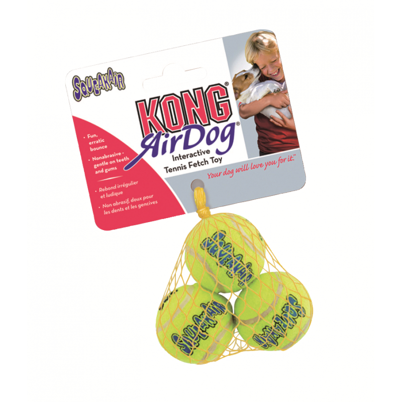 Juguete Pelota Air Dog Squeaker T-Xs 3 unid. Kong