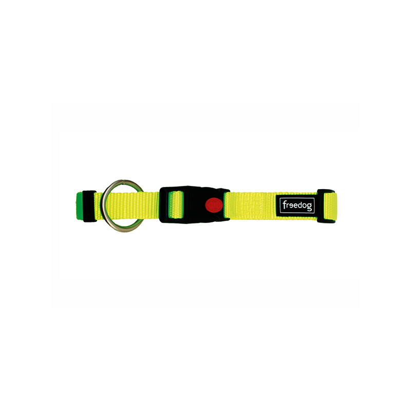 Collar Perro Nylon Fluor Verde 15mm. Freedog
