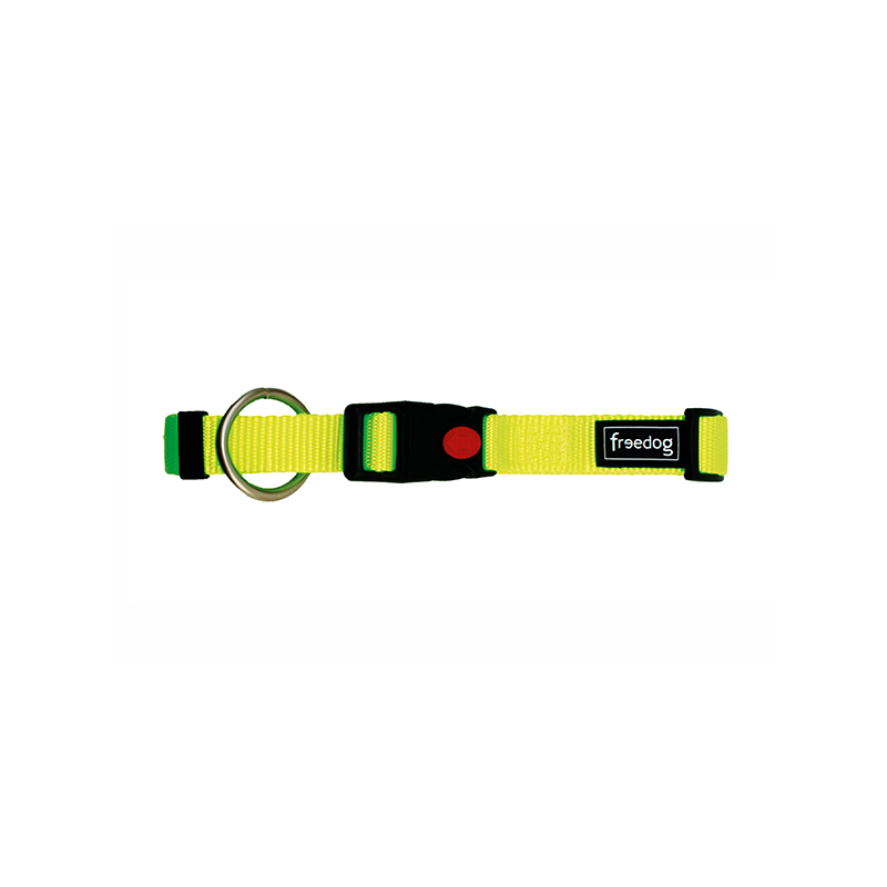 Collar Perro Nylon Fluor Verde 20mm. Freedog