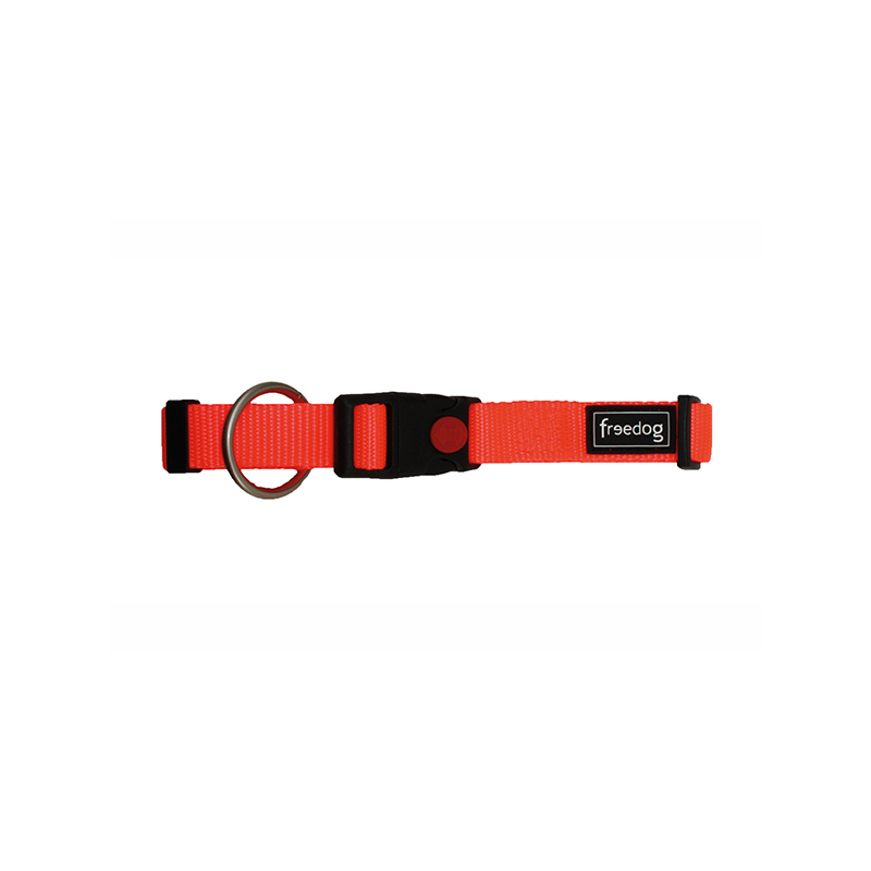 Collar Perro Nylon Fluor Naranja 25mm. Freedog