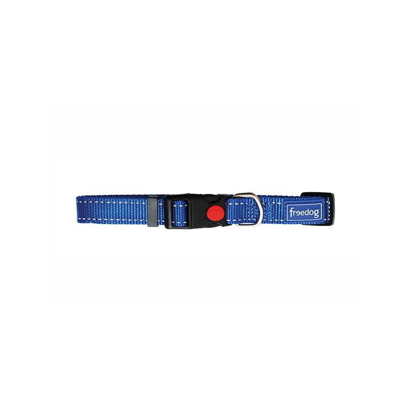 Collar Perro Nylon Reflect Azul 10mm. Freedog