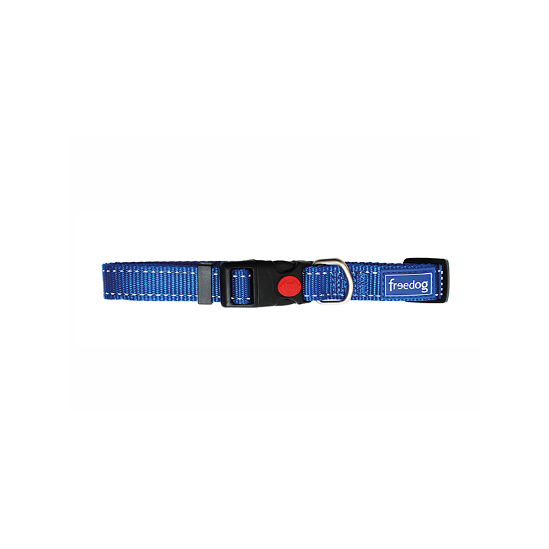 Collar Perro Nylon Reflect Azul 15mm. Freedog
