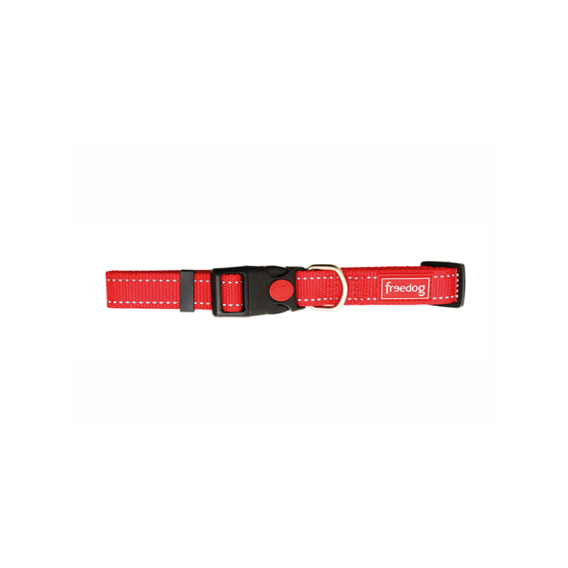 Collar Perro Nylon Reflect Rojo 20mm. Freedog