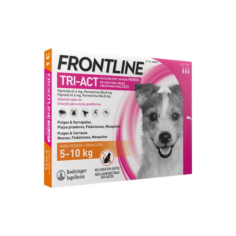 Pipetas Antiparasitarias Perro 5-10kg 6x1ml Tri-act Frontline