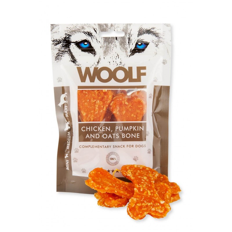 Snack Perro Huesos de Pollo y Avena 100gr Woolf