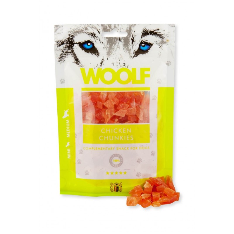 Snack Perro Trocitos de Pollo 100gr Woolf