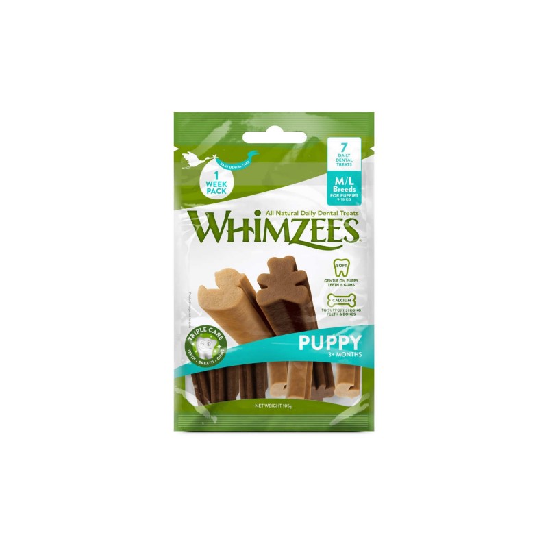 Snacks Dental Puppy M-L. 7 unidades. Whimzees