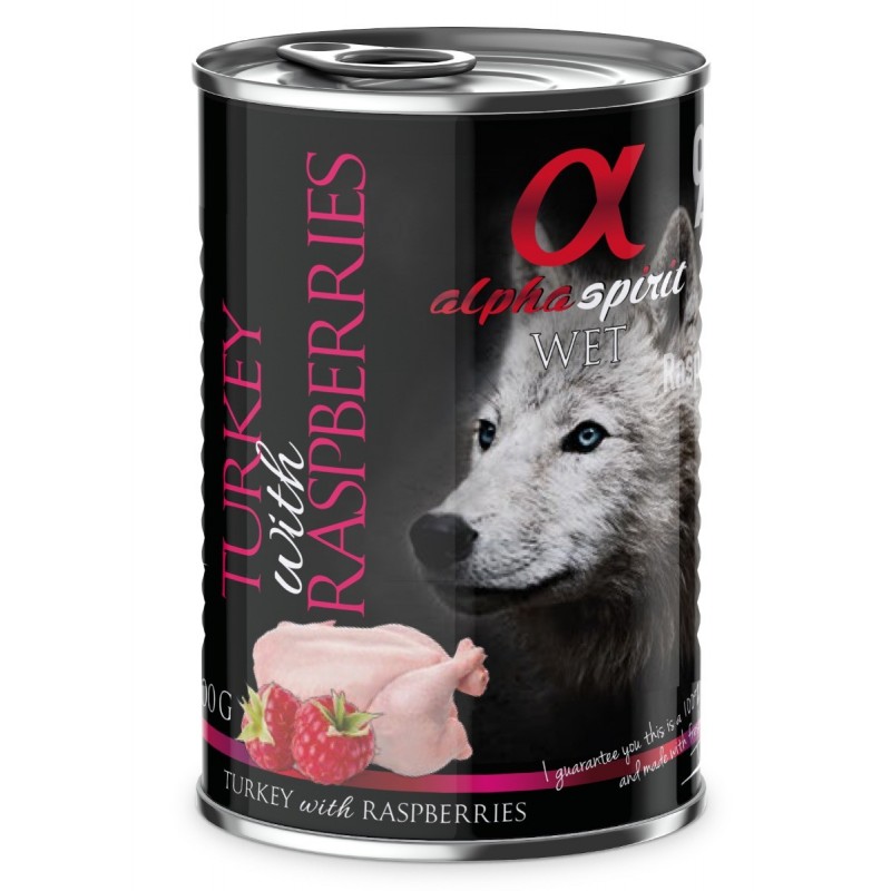 Pienso Húmedo Perro Pavo y Frambuesa 1x400gr Alpha Spirit