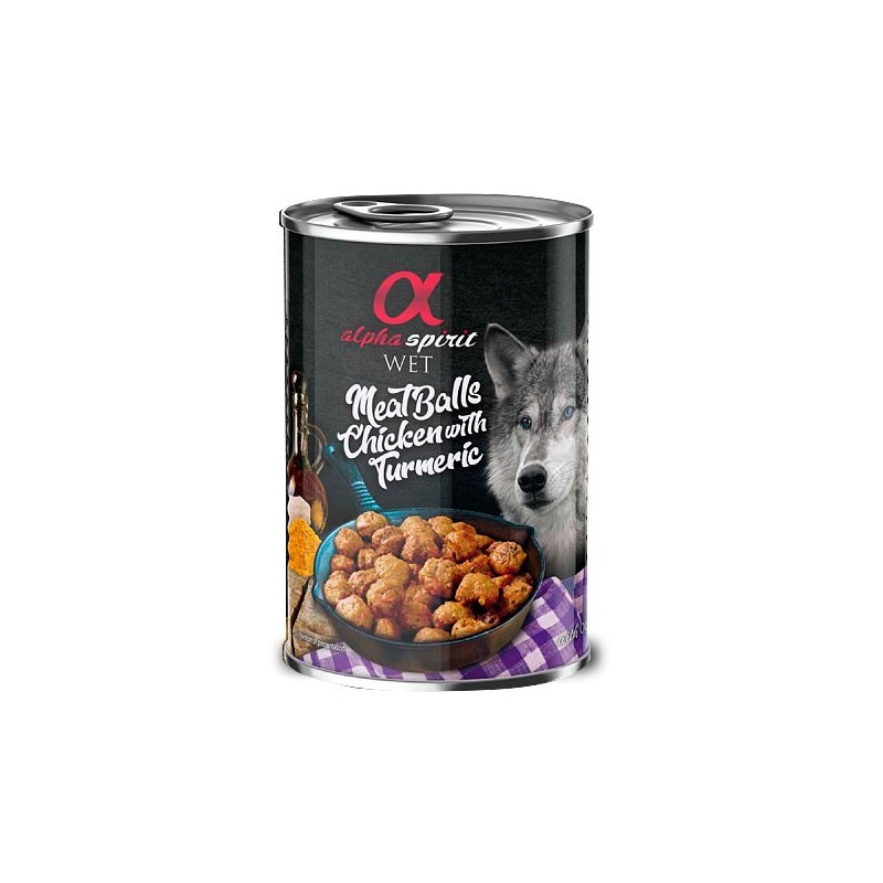 Pienso Húmedo Perro Albóndigas Pollo y Cúrcuma 1x400gr Alpha Spirit