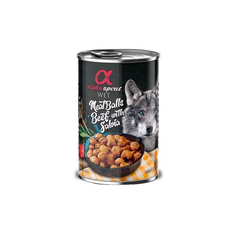 Pienso Húmedo Perro Albóndigas Buey y Salvia 1x400gr Alpha Spirit