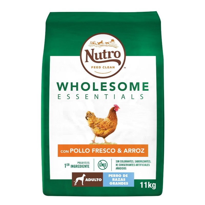 Pienso Perro Adulto Pollo y Arroz 11 Kg Razas Grandes Nutro Wholesome Essentials