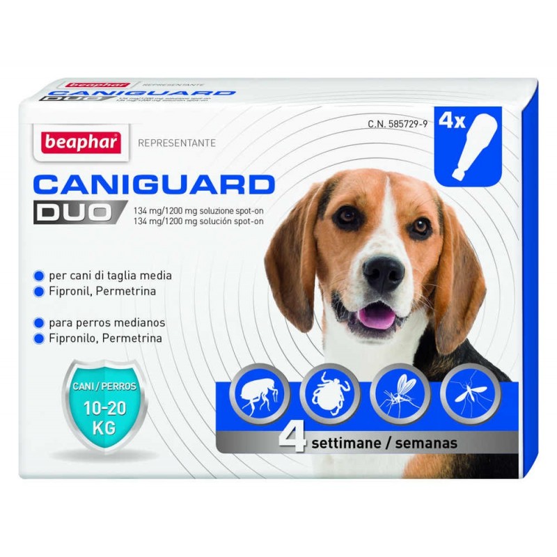 Pipetas Caniguard Duo M 10-20kg (4x2