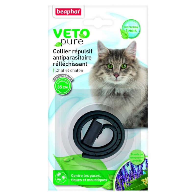 Collar Antiparasitario Gato Margosa Negro Reflectante Beaphar