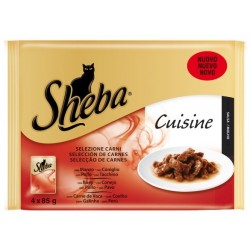 Pienso Húmedo Gato Carne en salsa 4x85gr Sheba Cuisine