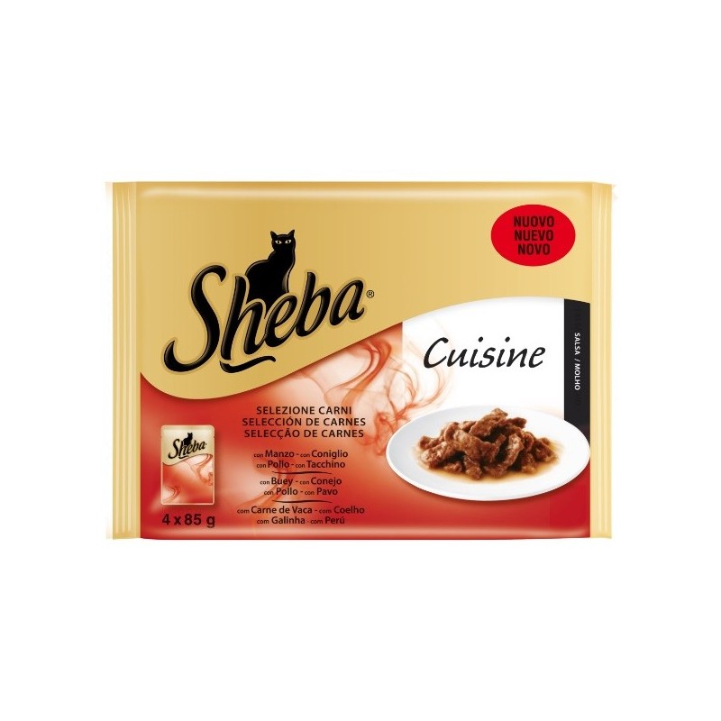 Pienso Húmedo Gato Carne en salsa 4x85gr Sheba Cuisine
