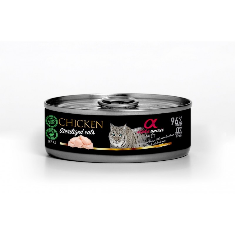 Pienso Húmedo Gato Esterilizado Pollo 1x85gr Alpha Spirit