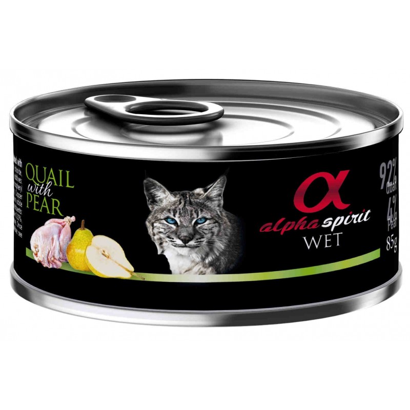 Pienso Húmedo Gato Codorniz con Pera 1x85gr Alpha Spirit